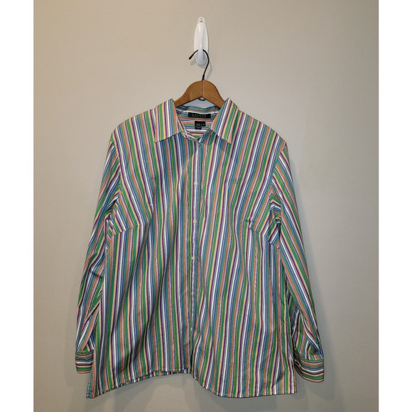 Lauren Ralph Lauren Womens Striped Multicolor Button Up Long Sleeve Shirt 1X - Picture 2 of 9